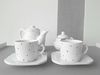Conjunto Café Provençal 4 Peças Branco Poá