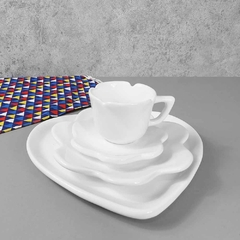 Conjunto Prato Coração Flor Branco - loja online