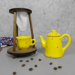 Kit Bule Café Individual Jumbo Amarelo Poá Preto - comprar online