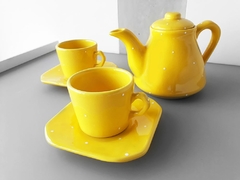 Conjunto Café Provençal 3 Peças Amarelo Poá