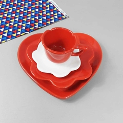 Conjunto Prato Coração Flor Vermelho - loja online