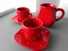 Conjunto Jarra Provençal 3 Peças Vermelho Poá