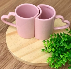 Caneca Dois Corações Rosa 200 ml - comprar online