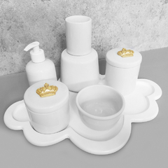 Kit Higiene C/ Moringa Cilindrica E Bandeja Nuvem Coroa Dourada - comprar online