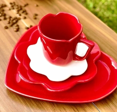 Conjunto Prato Coração Flor Vermelho - Ordalha Ofertas | A Loja da Mesa Posta