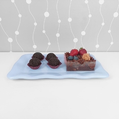 Travessa Retangular porcelana Sem Pé Azul - comprar online