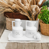 Kit 2 Galheteiro 100 ml Azeite Vinagre e Bandeja Porcelana Words
