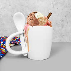 Caneca Com Colher 300 ml Branca