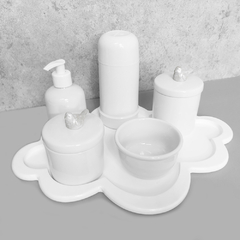 Kit Higiene C/ Garrafa Térmica Pote Algodão E Cotonete Passaro Prata - comprar online