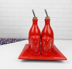 Conjunto Galheteiro Provençal Vermelho Poá - comprar online