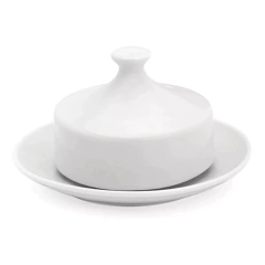 Manteigueira Cilíndrica Porcelana Branca - comprar online