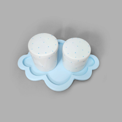Kit higiene porcelana com bandeja nuvem azul poá - comprar online