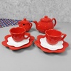 Conjunto De Chá Flor 4 Peças Vermelho Poá