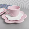 Xícara De Chá Flor 100 ml Rosa Poá