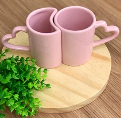 Caneca Dois Corações Rosa 200 ml
