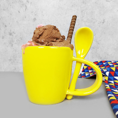 Caneca Com Colher 300 ml Amarela