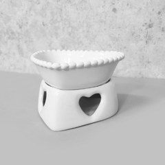 Panela De Fondue Coração Bolinha Branco