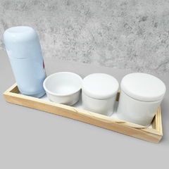 Kit Higiene Porcelana com Bandeja Retangular Grande Azul - comprar online