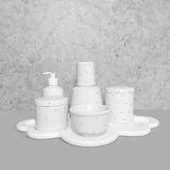 Kit Higiene C/ Moringa Cilindrica E Bandeja Nuvem Rosa Poá - comprar online