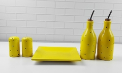 Conjunto Galheteiro Provençal Amarelo Poá Preto - loja online