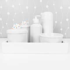 Kit Higiene C/ Garrafa Térmica Pote Algodão E Cotonete Nuvem Branco Poá - Ordalha Ofertas | A Loja da Mesa Posta