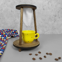 Kit Café Individual Jumbo Amarelo Poá Preto
