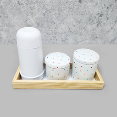 Kit Higiene Porcelana com Bandeja Retangular Média Branco Poá Color na internet