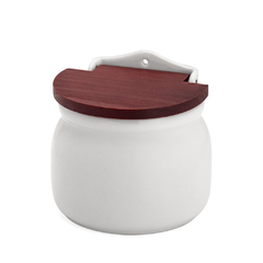 Saleiro Branco Tampa De Madeira Verniz 1 Kg Branco