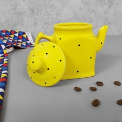 Mini Bule 250 ml Amarelo Poá Preto - comprar online