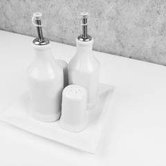 Conjunto Galheteiro Porcelana Bandeja Quadrada Branco - comprar online