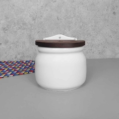 Saleiro Branco Tampa De Madeira Verniz 1 Kg Branco - comprar online