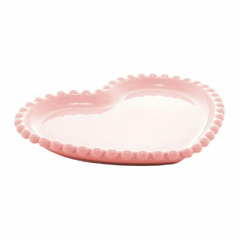 Conjunto xícara Café 85ml com Pires Coração e Prato de Porcelana Coração Rosa 17cm x 15cm x 2cm na internet