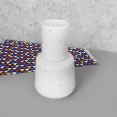 Moringa de Porcelana Cilíndrica Branca Poá Azul 800 Ml - Ordalha Ofertas | A Loja da Mesa Posta