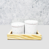 Kit Higiene Porcelana com Bandeja Retangular Pequena Verde Poá