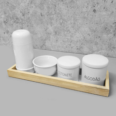Kit Higiene Porcelana com Bandeja Retangular Grande Words - comprar online