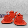 Conjunto Café Provençal 4 Peças Vermelho Poá