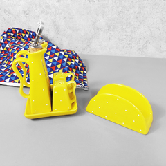 Conjunto Galheteiro E Guardanapo De Mesa Amarelo Poá na internet