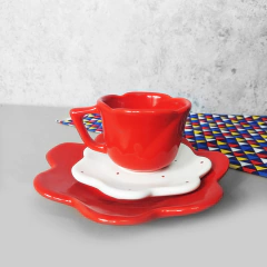 Xicara De Cha Flor 100 ml Vermelho Poá - comprar online
