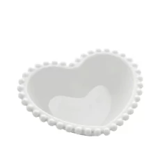 Conjunto 2 Bowls de Porcelana Coração Beads Branco 15cm x 13cm x 5cm na internet