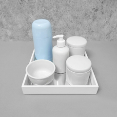 Kit Higiene C/ Garrafa Térmica Azul e Bandeja Quadrada - comprar online