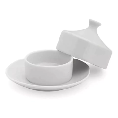 Manteigueira Cilíndrica Porcelana Branca