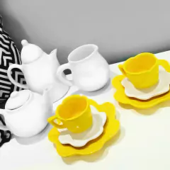 Conjunto De Cha Em Louça Tulipas Amarelas - comprar online