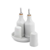 Conjunto Galheteiro Porcelana Bandeja Redonda Branco
