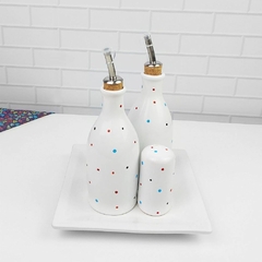 Conjunto Galheteiro Provençal Branco Poá - loja online