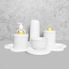 Kit Higiene C/ Garrafa Térmica Pote Algodão E Cotonete Nuvem Dourada
