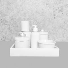 Kit Higiene C/ Moringa Cilindrica E Bandeja Quadrada Nuvem Silver