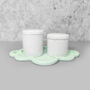 Kit higiene porcelana com bandeja nuvem verde poá