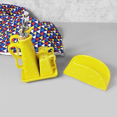 Conjunto Galheteiro E Guardanapo De Mesa Amarelo Poá - comprar online