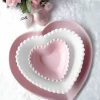 Conjunto Coração Porcelana Rosa e Branco