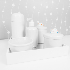 Kit Higiene C/ Garrafa Térmica Pote Algodão E Cotonete Nuvem Branco Poá na internet